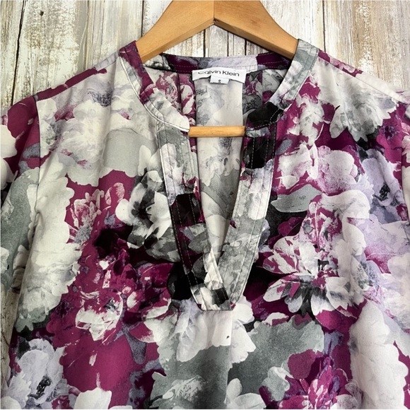 Calvin Klein Purple Floral Blouse - Picture 2 of 5